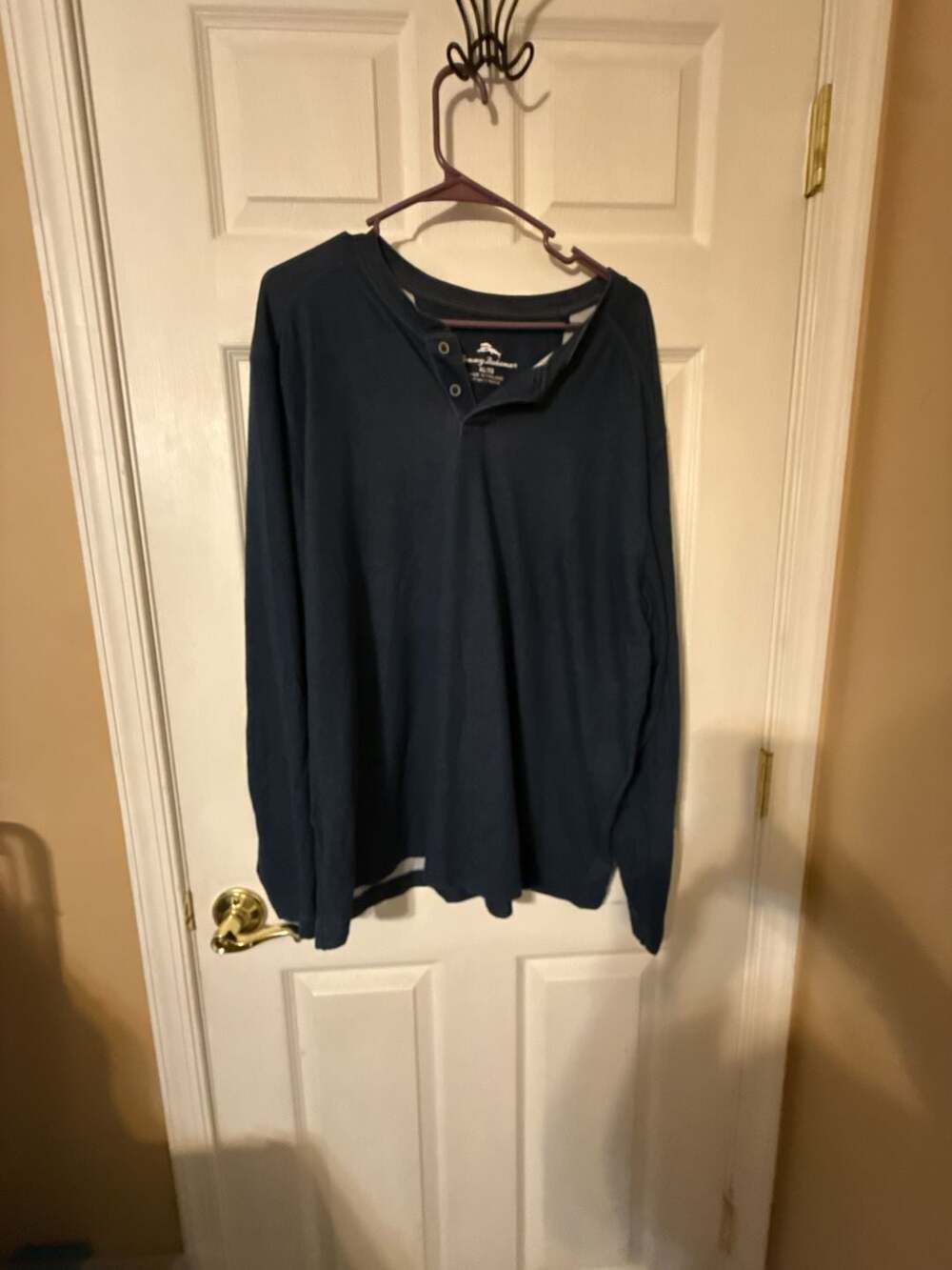 Tommy Bahama Long Sleeve Henley Size XL/TG Blue Cotton Blend